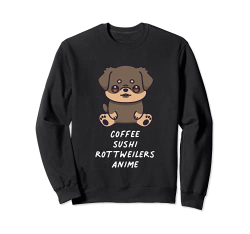 Café Sushi Rottweilers Anime Kawaii Dog Lover Owner Japan Sudadera