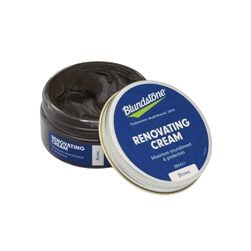 Blundstone Renovating Cream, Boot Polish Leather Conditioner to Restore Color, Nourish & Condition Footwear for a Smooth Finish, Long Lasting Wear Protection, Preserve & Extend Shoe Life, Brown, 50ml