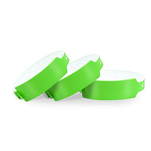 Wristall Lime Green Plastic Wristbands 100 Pack - Colored Wristbands for Events, Vinyl Wrist Bands of Party Custom Plastic Bracelets Wristbands Waterproof Wrist Bands Arm Bands for Events Concerts