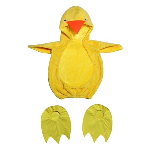 Costume Canard en Peluche Déguisement Animal Adorable pour Enfants - Combinaison Capuchon Caneton Jaune pour Garçon Fille 1-6 Ans - pour Spectacle de Danse, Carnaval, Halloween