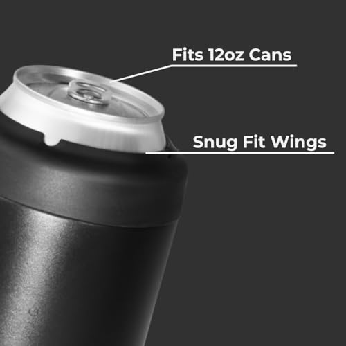 Image of HydroJug Can Cooler 12 oz, Stainless Steel Can Holder, Black