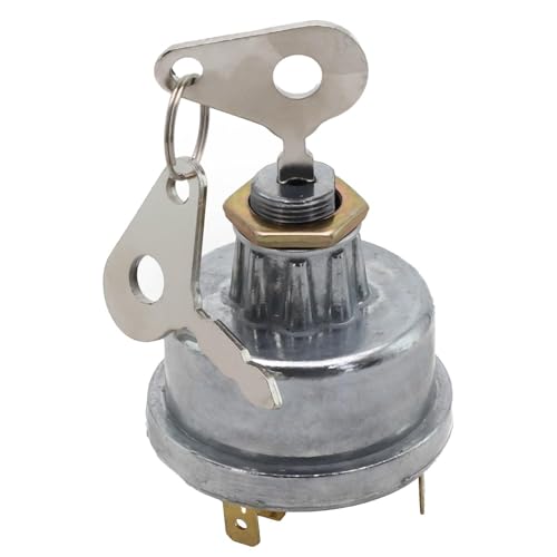 Interrupteur d'allumage avec 4 positions Off On Chauffage Start 12V 24V et 2 Clés Compatible avec Lucas 35670 128sa Durite 0-351-06 pour Massey Ferguson pour Tracteurs Case IH