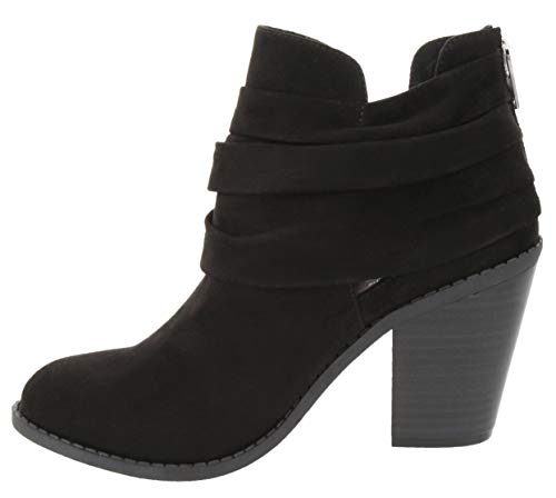 Sugar Women's Victory Transitional Dress Block Heel Ankle Boot Ladies Slouch Bootie with Open Ankle Black 7