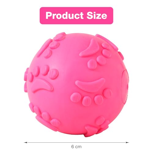 Image of Play Ball for Dogs and Pets |Durable Natural Rubber Squeaky Ball Dog Toy|Cute Puppy Paw, Fetch & Chew Safe Play Ball & Reduces Anxiety (Pink)