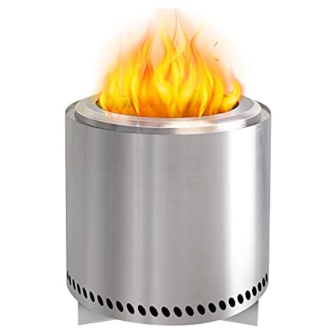 TOAUTO Bonfire Pit Smokeless Fire Pit Large Stainless Steel Outdoor Camp Stove Wood & Charcoal Grill Portable Fire Bowl for Outside BBQ Patio Garden Backyard Cover