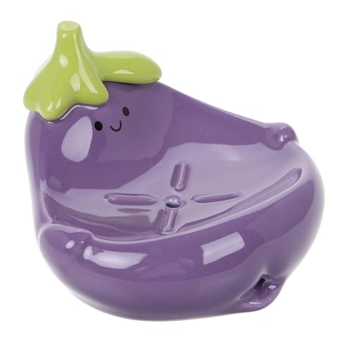 Ipetboom ナスの石鹸箱 かわいい石鹸トレイ トラベルディッシュソープ 石鹸ホルダー シャワー石鹸トレイ シャワーソープディッシュ 面白い石鹸皿 ソープディッシュセラミック セラ