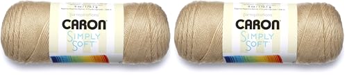 Image of Caron Simply Soft Solids Yarn (4) Medium Gauge 100% Acrylic - 6 oz - Bone- Machine Wash & Dry (H970039703) (Pack of 2)