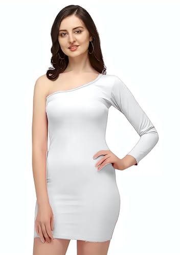 Image of Women Polyester Trendy One Shouder Bodycon Dress, Knee Length Western One Piece