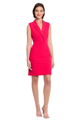 Image of Donna Morgan Women's Lapel Collared Career Sheath Dress Office Workwear Desk to Dinner Event Reception Ceremony
