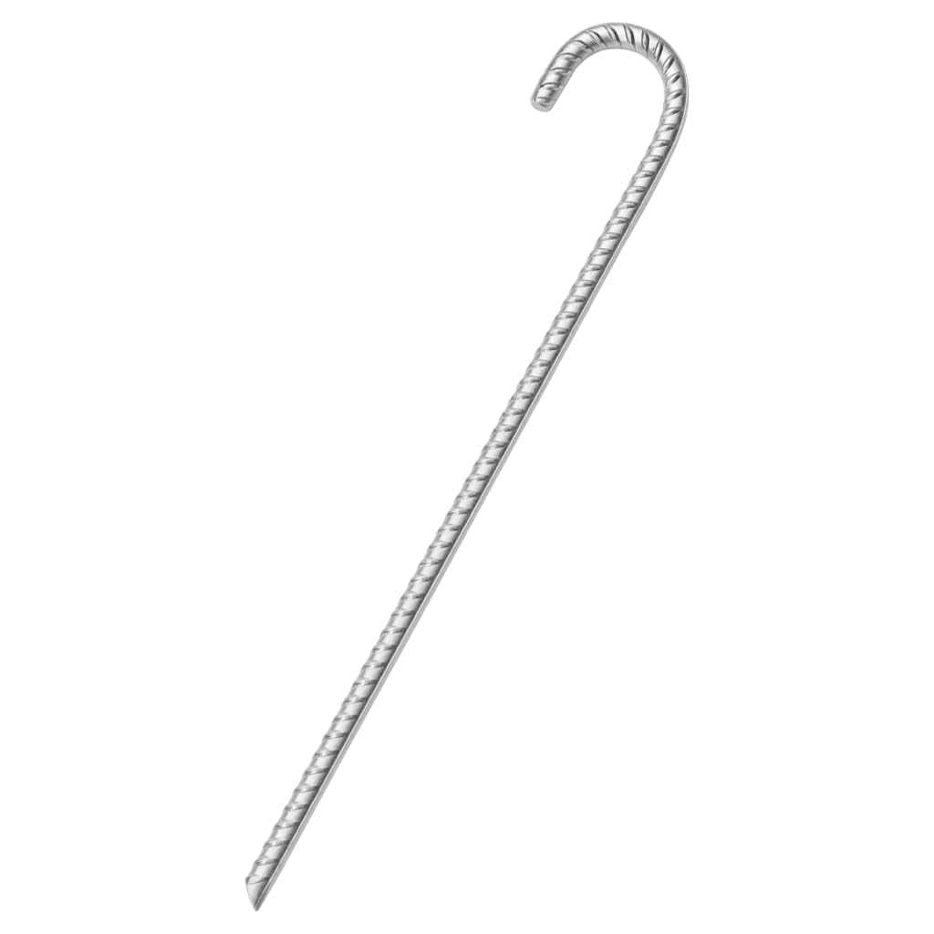 Lot de 12 piquets de tente en acier galvanisé - 41,5 cm de long - Diamètre : 12 mm - Robuste - Pour camping, extérieur, accessoires de tente et tendeurs avec crochet solide - Pour la randonnée