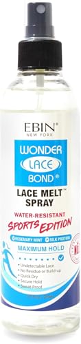 EBIN NEW YORK Wonder Lace Bond Melt Spray 8 Fl Oz Sports Edition – Melting Spray for Lace Wigs with Strong Hold – Rosemary Mint for Scalp Comfort – Water-Resistant for Active Wear