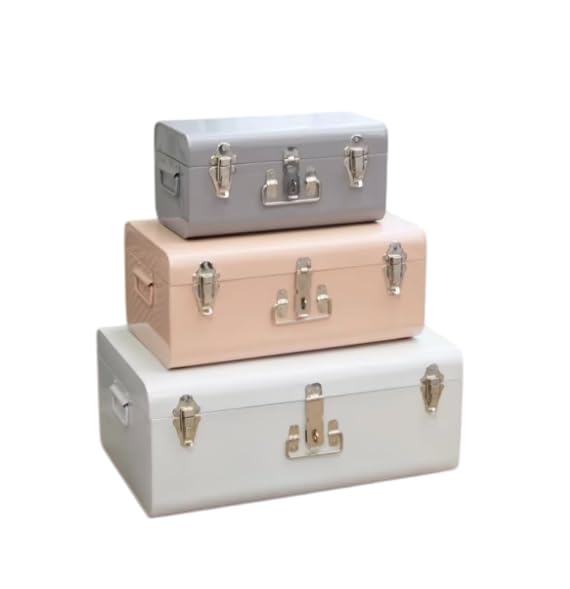 METAL STORAGE TRUNKS S/3 PCS IN GREY/PINK/WHITE COLOR-image-16