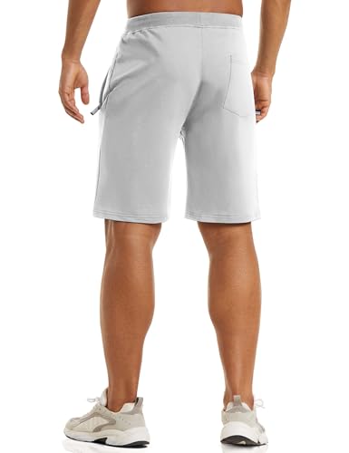 Image of CRYSULLY Men's Cotton Joggers Casual Workout Shorts Running Shorts with Zipper Pockets 1703