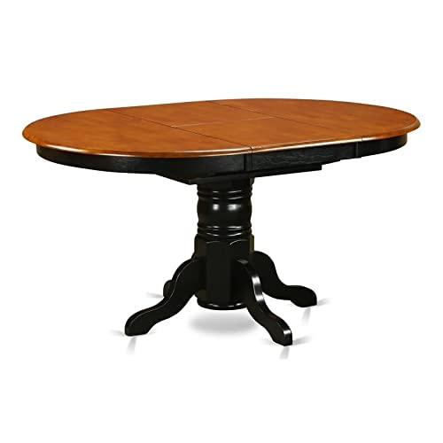 East West Furniture Kitchen Room Avt-Blk-Tp Modern Dining Table With Cherry Oval Tabletop And 60 X 42 X 30-Black Finish, Black & Cherry #TOP5