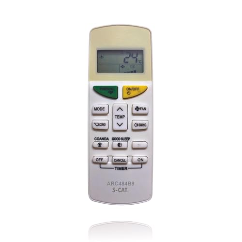 Image of S-CAT Compatible with Daikin AC Remote Original ARC484B9 Model 132F (No Backlight) Suitable for 1 1.5 2 Ton Split /Window AC (Match Old Remote Exactly, Contact Customer Care for Order)