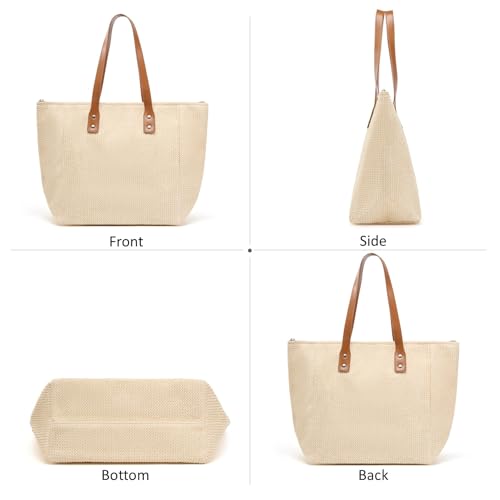Bolso Tote para mujer con cierre y correa tejida miniatura 4