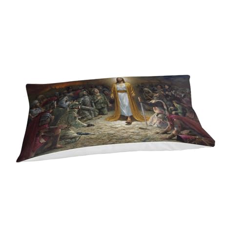 Parure de lit Jésus en microfibre premium avec motifs 3D chrétiens et finitions zippées