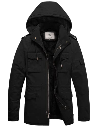 WenVen Chaqueta Cálida de Invierno Para Hombre Abrigo de Lana de Sherpa a Prueba de Viento Parka de Invierno Gruesa Abrigo Clásico Informal con Capucha Para Exteriores Cover