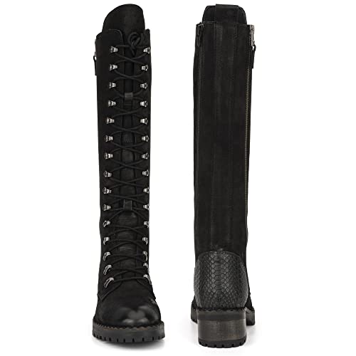 Vintage Foundry Womens Henrietta Handmade Mid-Calf Boots W Speed Hook Adjustable Lacing System Full Side Zipper Chunky Lug Platform Casual Motorcycle Military Biker Gothic Victorian Engineer Comic Con; Size 6.5 #TOP2