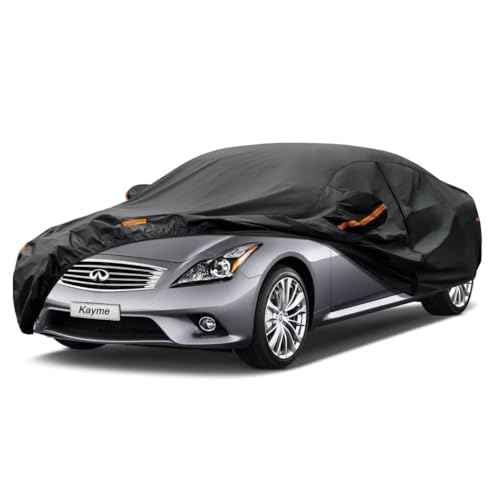 Kayme Sedan Car Cover Fit for Infiniti G25 G35 (2009-2015) Automobiles All Weather Waterproof, Outdoor Cover Sun Rain Protection, with Lock and Zipper