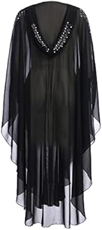 OBEEII Muslim Dress for Women Loose Batwing Sleeved Hooded Beaded Embroidery Long Abaya Dress Kaftan Abayas Islamic Robe