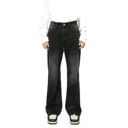 Jean Ample pour Homme Coupe Micro-évasé au Style Rétro Américain Délavé