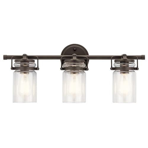 Image of KICHLER Brinley 24 inch 3 Light Vanity Light with Clear Glass in Olde Bronze