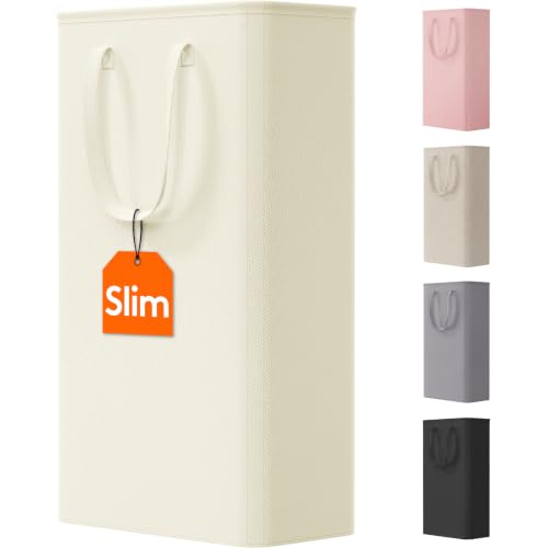 Image of Lifewit 65L Slim Laundry Basket with Handles, Foldable, Ivory