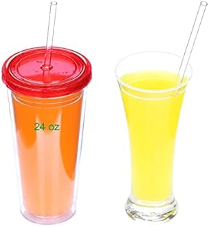 DAKOUFISH 11 Inch Clear Reusable Plastic Replacement Drinking Straws Extra Long for 24oz & 40oz Mason Jar Tumblers,Set of 12 Pcs Straws with Cleaning Brush (11inch,Clear)