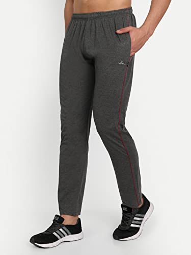Image of Zeffit Men's Slim Fit Track Pants, Cotton, Elastic Waist, Side Pockets, Running & Gym