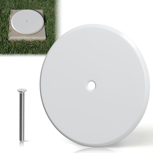 HEIWUKONG 7Inch Clean Out Cover Plate, Cleanout Cover Plate for Clean Plug Access Hole, Round Decorative Cleanout Cover Access Plate for Rear Deck Drain and Hidden Open Gutter (White,1 Pcs