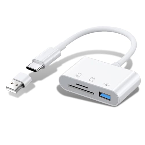 Lector Tarjetas SD Micro SD Lector de Tarjetas SD USB C, 3 en 1 Adaptador Tarjeta con Función OTG y USB 3.0, Lector de Memoria para SD/Micro SD/TF Compatible con MacBook iPad Móviles Windows Mac OS