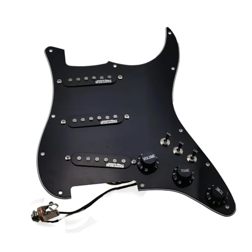 レギュラーピックガードピックアップ エレキギター SSS Ainico 5 シングルコイルピックアップ 7Way タイプ フルロード プリワイヤード ピックガード ギター用(Black)