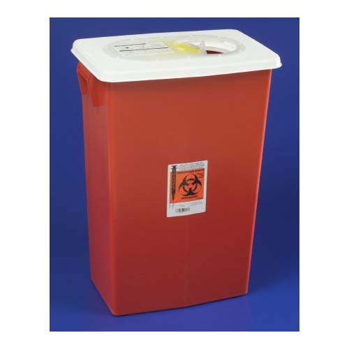 SharpSafety Sharps Container Gasketed Hinged Lid, Red 18 Gallon (5 Per Case) - BMC-MON 89892805