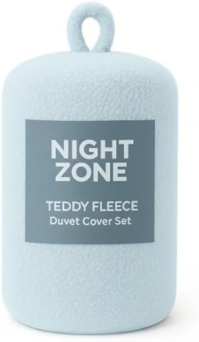 Nightzone Duck Egg Teddy Fleece Duvet Cover Set With Pillow Case Thermal Fleece Warm Cosy Soft Fur Teddy Bedding Duvet Cover Set (, King)