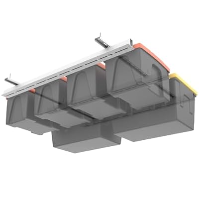 TORACK Garage Ceiling Bin Storage Rack, Overhead Tote Storage Rail System Heavy Duty Adjustable Tote Slide Rails Garage Bins Storage System(White, Bins are not included)