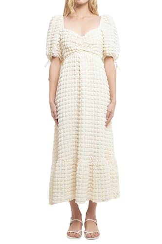 endless rose Women's Textured Maxi Dress, Ivory, M at Amazon Women's Clothing store