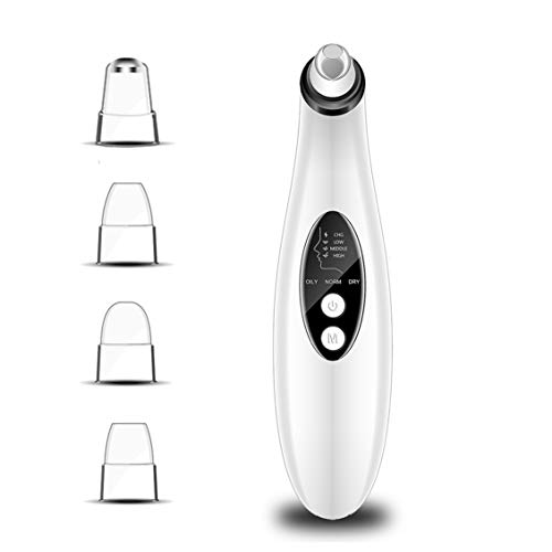 Gackoko Blackhead Remover Rechargeable Vacuum - LED Screen Pore Cleaner 4 Removable Probe - 3 Adjustable Suction Modes Each Mode - 3 adjustable Suction Force for All Skin. (WHITE)
