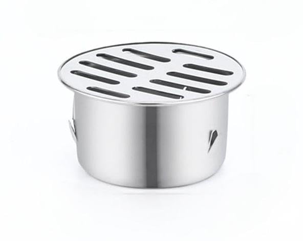 Round Stainless Steel Floor Drain, Metal Steel Gully Grid Shower Anti-clogging Plughole Filter Home Tools for Outdoor Balcony Yard(Ø63mm)