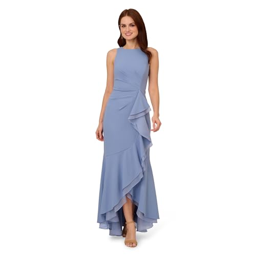 Image of Adrianna Papell Ruffle Crepe Halter Gown