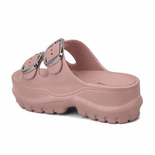Image of ASIAN Femina-19 Women's Chunky Sole Slippers | Soft Cushioned Comfort | Adjustable Double Buckle | Anti-Slip, Lightweight Slides