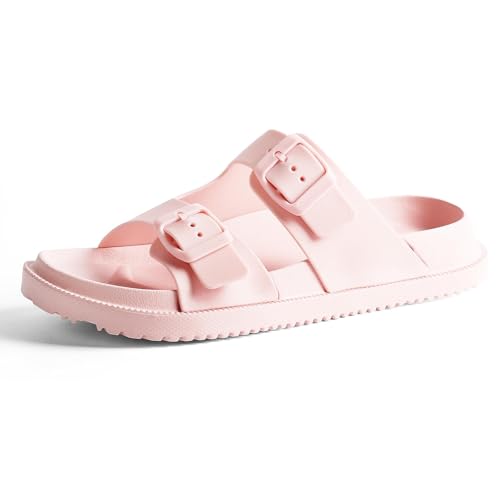 Image of Arch Support Footbed Sandals for Women & Men, Adjustable Double Buckle Comfort Sandals, Cork-Style Cushioned Sole, Casual Walking Slides for Everyday Wear