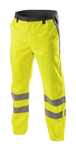 Högert Technik ABENS Warnschutz Regenhose Herren L Gelb – wasserdichte Arbeitshose mit Reflexstreifen – Atmungsaktive Sicherheitskleidung für BAU, Industrie, Straßenbau