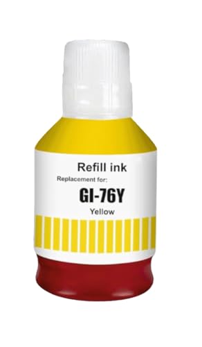 Image of CANOFF GI-76 Ink Bottle Water Based Refill Ink Suitable for Canon MAXIFY GX5070,GX6070,GX7070 Printer (Yellow, 135ml)