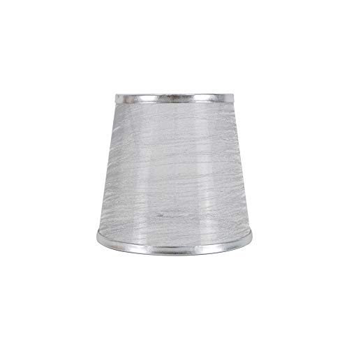 DULEE Superiore 4.5 x Altezza 5.5 x Inferiore 6 Inches Transparent E14 Holder Ring Clip On Paralumi Candela Paralumi Tessuto Piccolo Paralume Lampadario Paralume,Argento