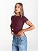Trendy Queen Womens Boat Neck Tops Short Sleeve T-Shirts Slim Fitted Compression Summer Y2k Basic Clothes 2025 WineRed L