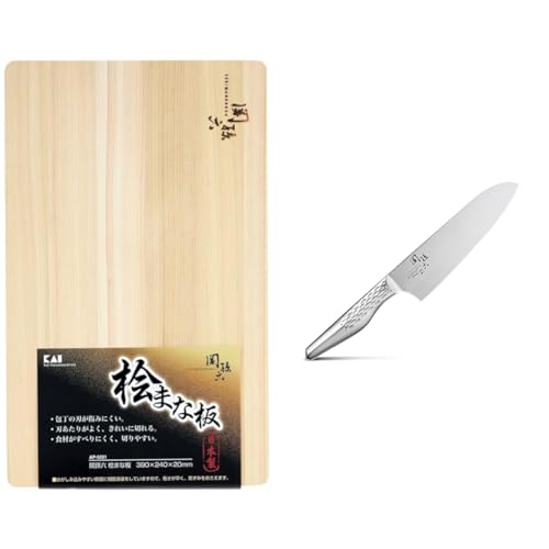 【セット買い】貝印 KAI まな板 関孫六 桧 390 × 240 mm 日本製 AP5221 + 貝印 KAI 三徳 包丁 関孫六 匠創 165mm 日本製 食洗機 対応 AB5156