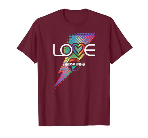 Universal Parks Love Universal Rainbow Bolt T-Shirt, Men, Burgundy, X-Large