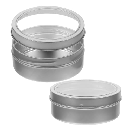 CHILDWEET Contenitori con Coperchio 2 in Ferro Argento Magnetici Rotondi Protezione da e umidità per Spezie e Medicinali Organizer per Frigorifero e Cucina