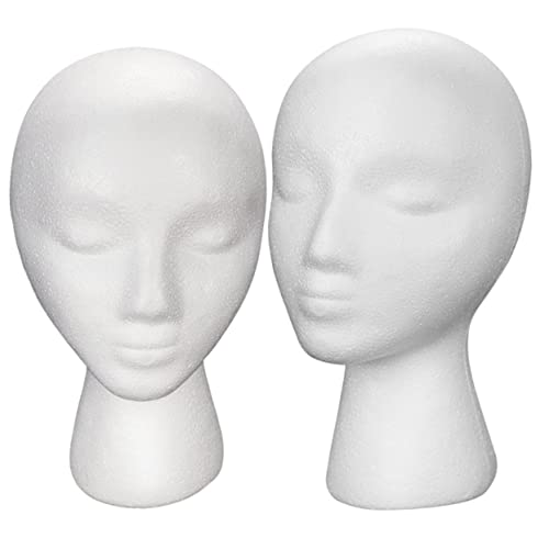 WOFASHPURET 2Pcs Female Wig Mannequin Head for Displaying Hats Wigs Veils Durable and Multi Purpose Head Model for Cosmetology DIY and Wedding Accessories